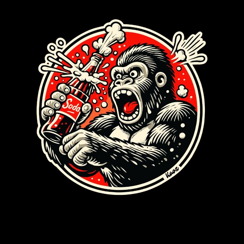 Soda gorilla in retro comic