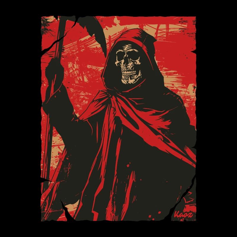 Red Shadow Grim Reaper Skull Skeleton