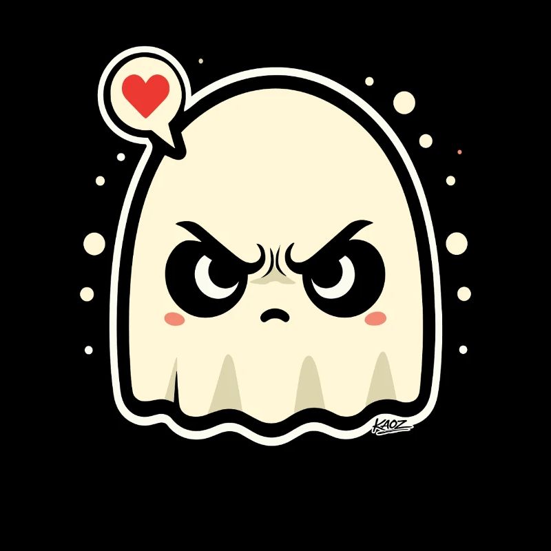 Angry Ghost with Heart Speech Bubble