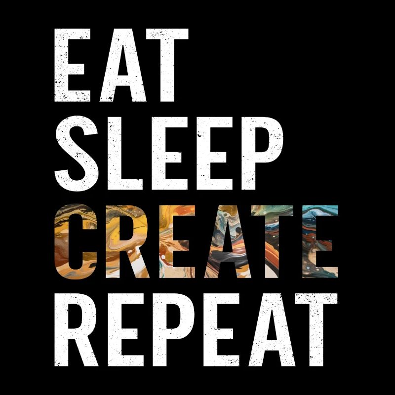 Funny Artist Painter Eat Sleep Create Repeat Draw
