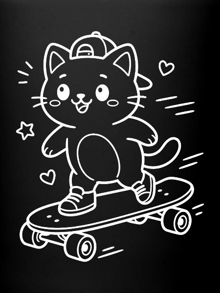 Skateboard Kawaii Cat