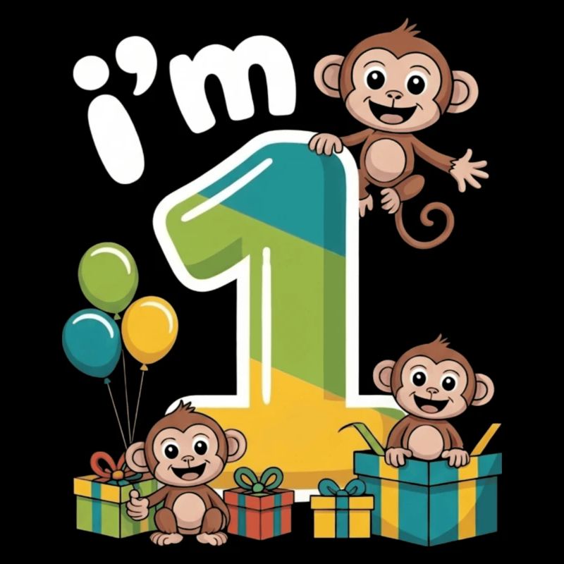 Bunter Eins-Geburtstag mit Affen