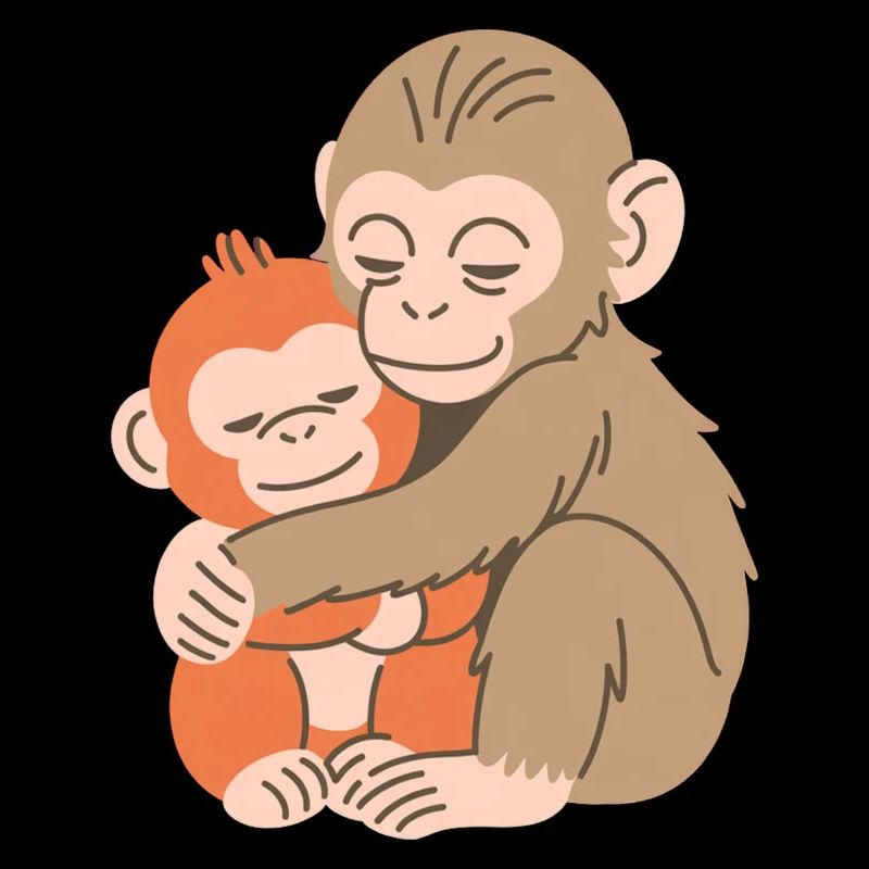 Duo de Singes Câlins