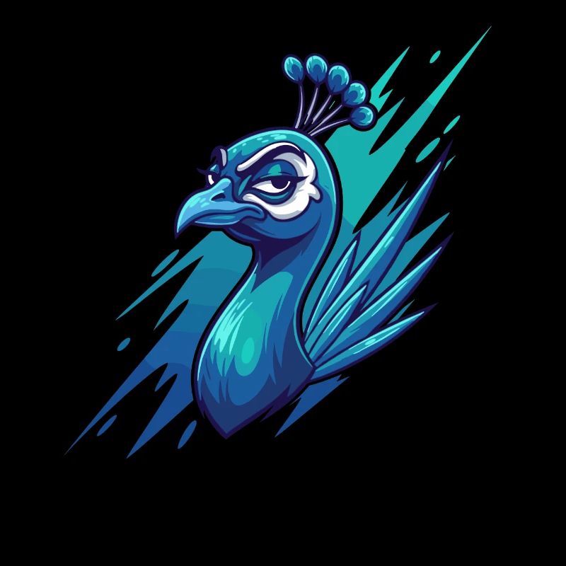 Neon Blue Peacock Head