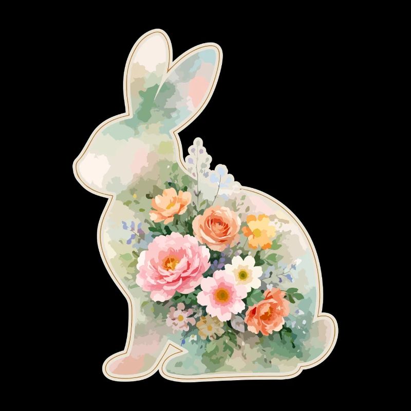 Bunny Watercolor Flowers Easter