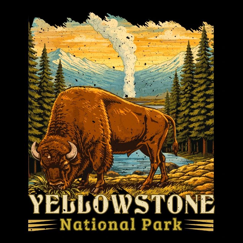 Camping de bisons du parc national de Yellowstone