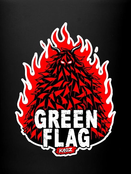 Blason du drapeau vert enflammé