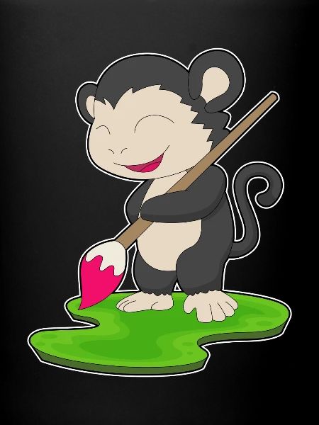 Monkey Painter Brush Painting