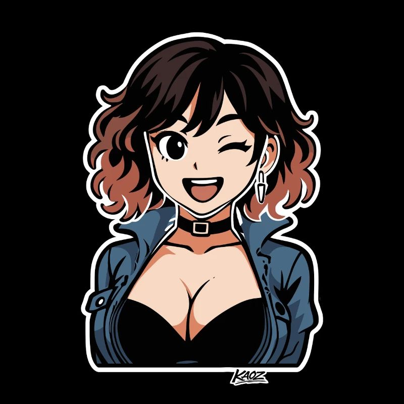 Diva en denim anime audacieuse