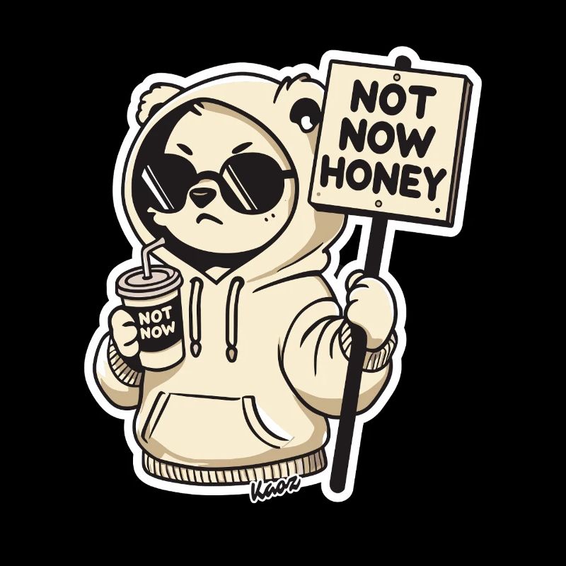 Sweat à capuche panda, pas maintenant, chéri