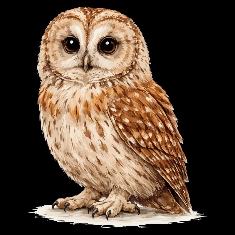 Aquarell Eule Nachtwald