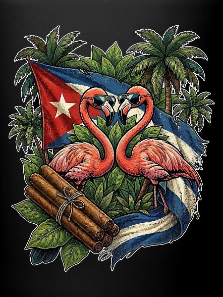 Cuba Flag Flamingo