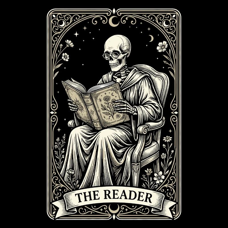Gothic Skeleton Reader Vintage Floral