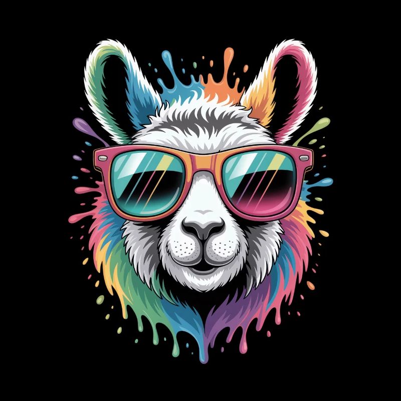 Buntes Lama Wasserfarben Spritzer