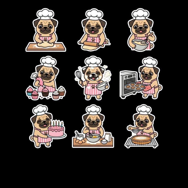 Lustiger Mops Baecker Backen Konditor