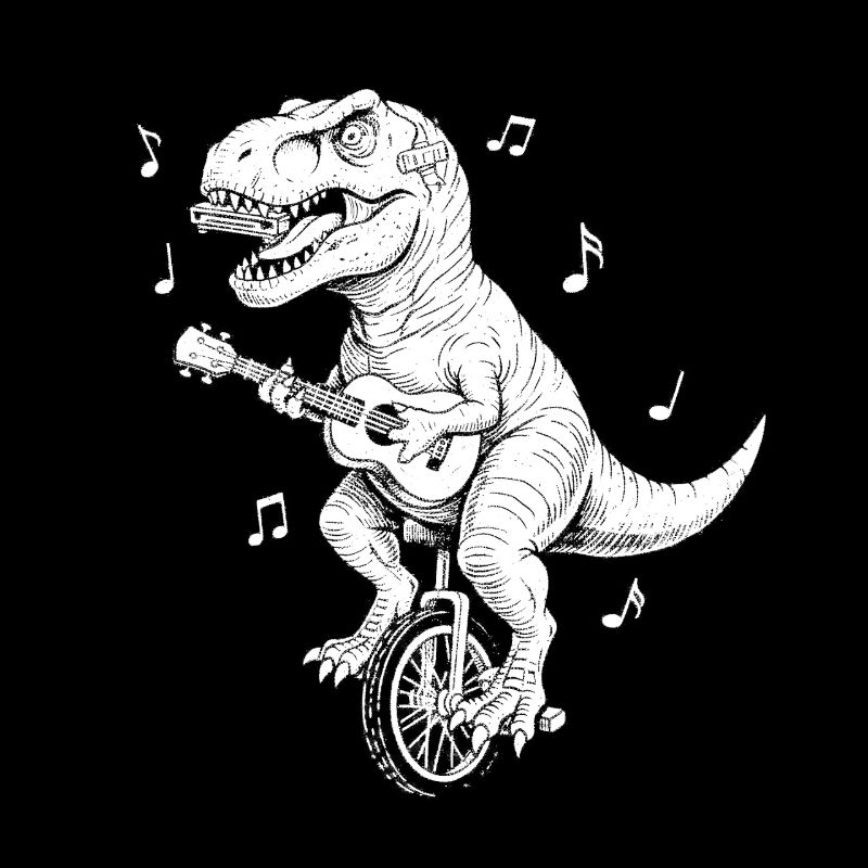 T-Rex Einrad Musik-Illustration