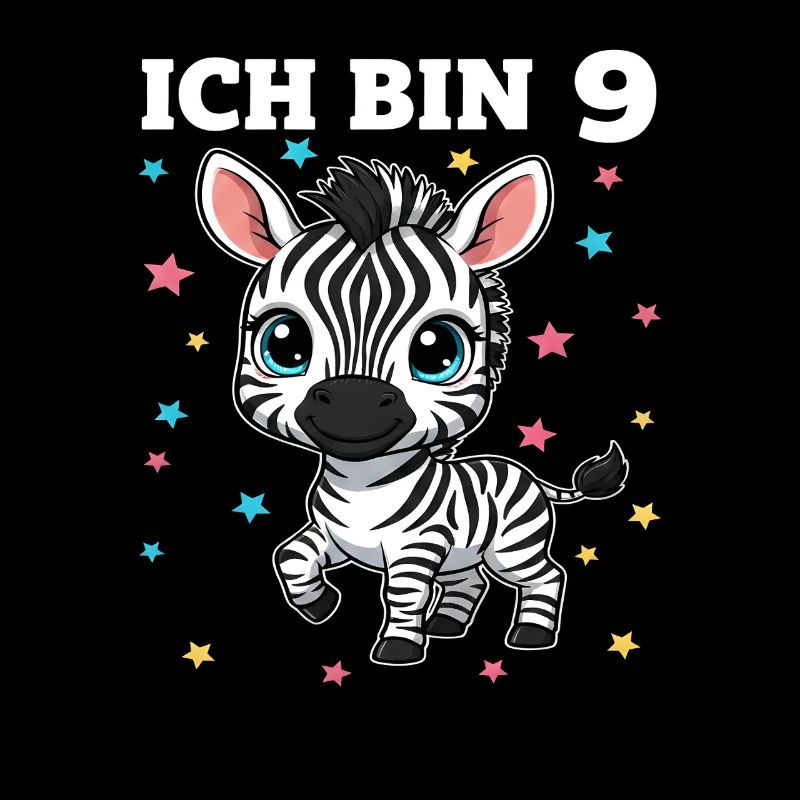 Ich bin 9 - Süßes Zebra zum 9. Geburtstag