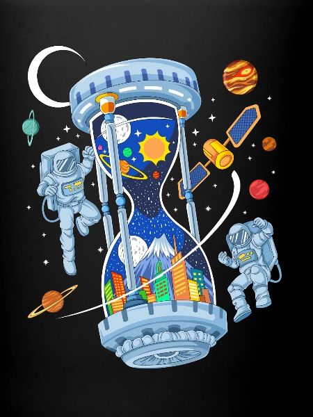 Space Hourglass Astronauts Galaxy Time