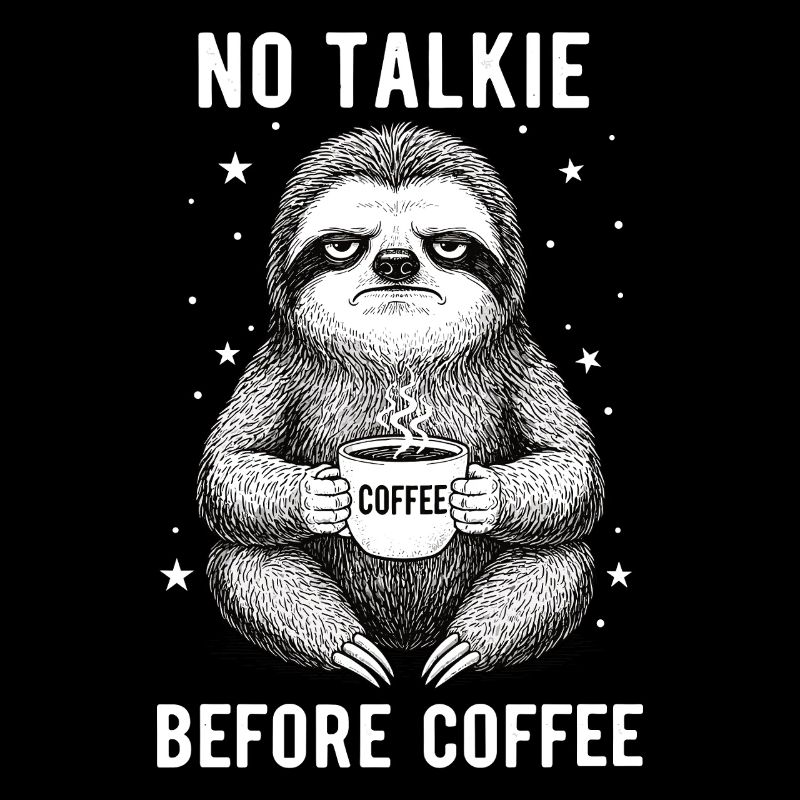 No conversation in front of coffee lover sloth