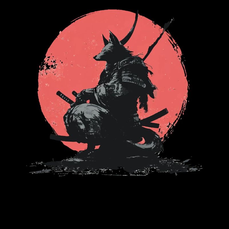 Wolf-Samurai auf Red Sun