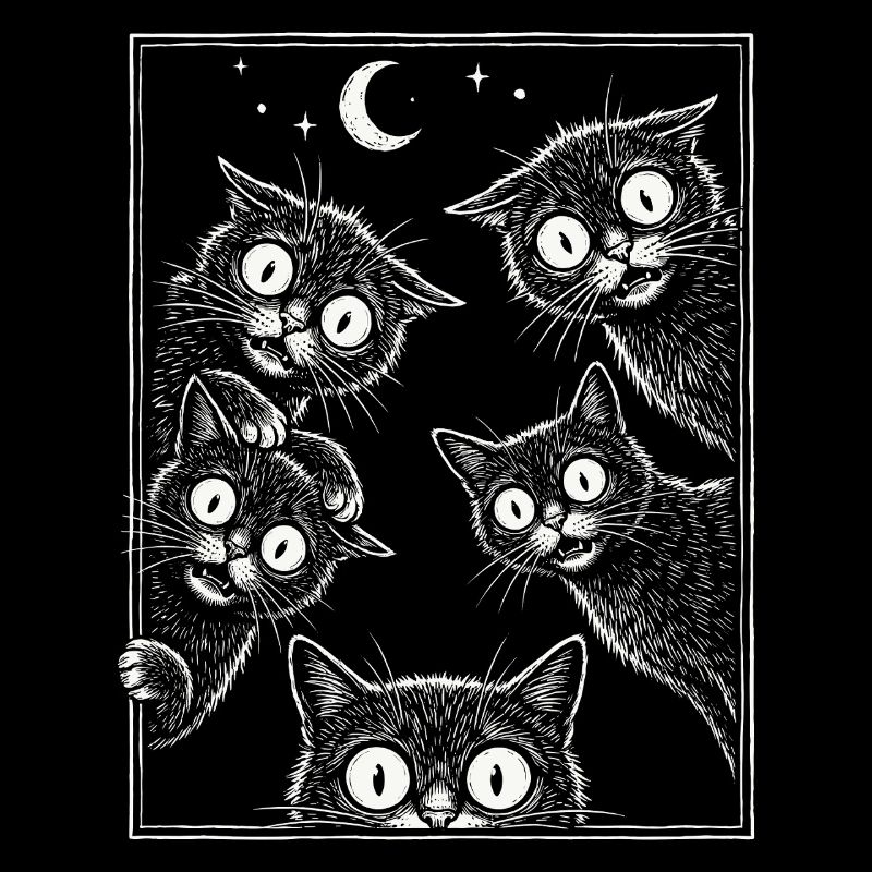 Spooky Staring Black Cats