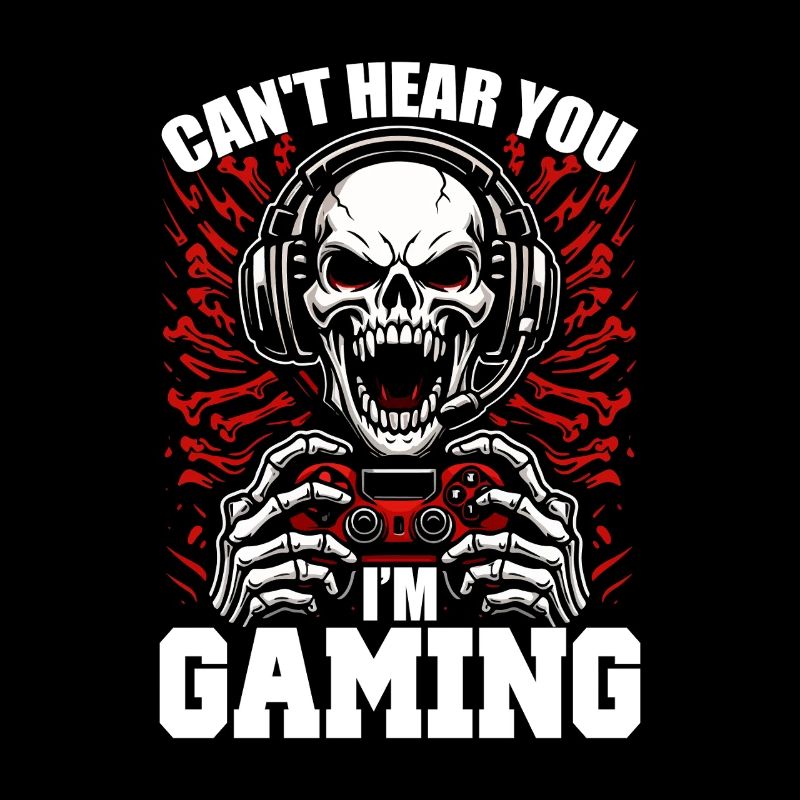 Totenkopf mit Gaming Controller Gamer Zocken
