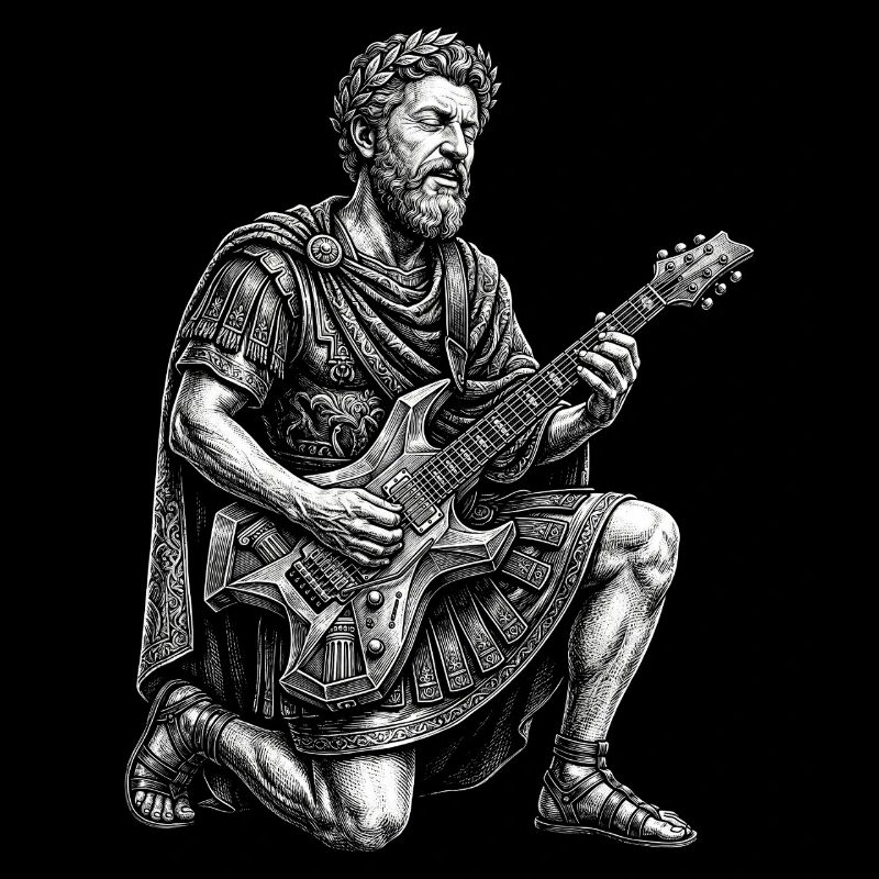 Marcus Aurelius plays guitar