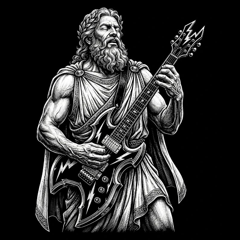Zeus spielt Gitarre