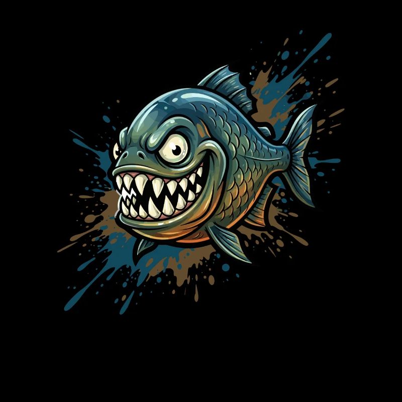 Piranha courageux avec des éclaboussures de peinture
