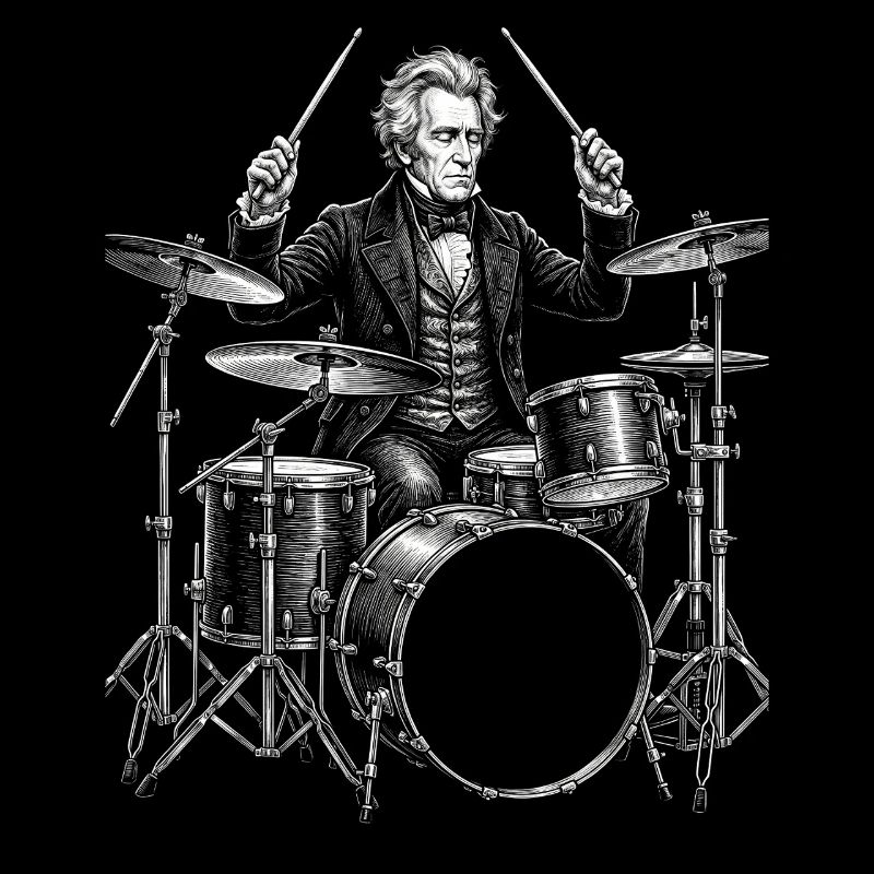 Andrew Jackson plays drums
