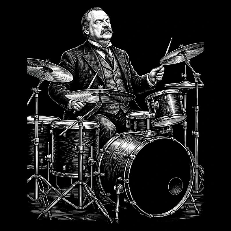 Grover Cleveland plays drums