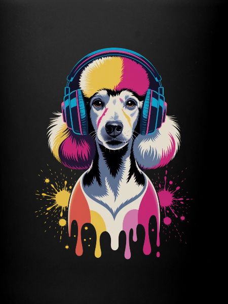 Caniche avec un casque