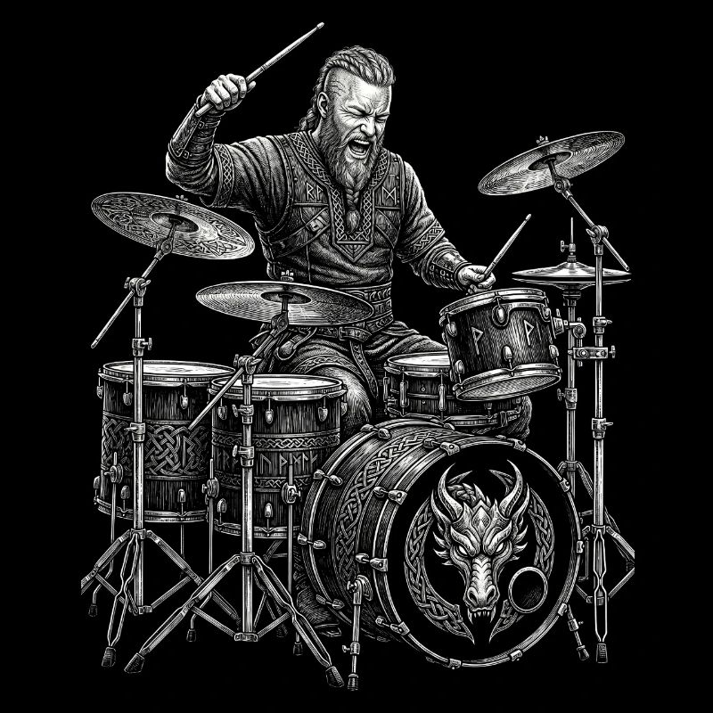 Ragnar Lodbrok plays drums