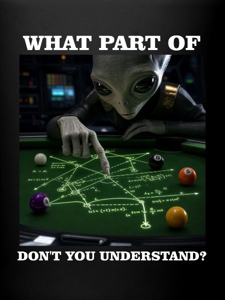 Billard-Physik-Alien-Nerd-Billardspieler