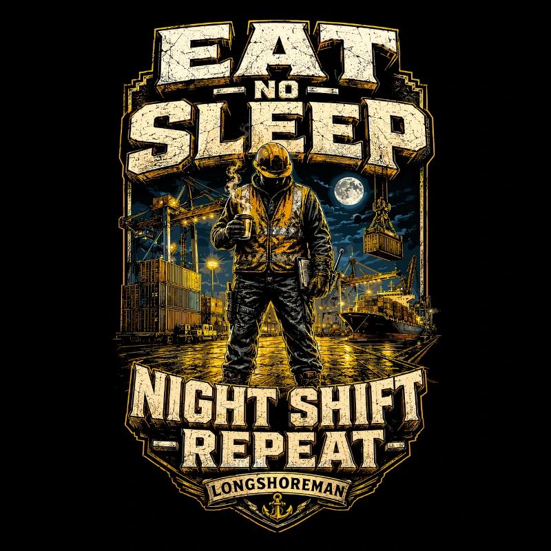 Dock Workers Eat Not Sleep Night Shift