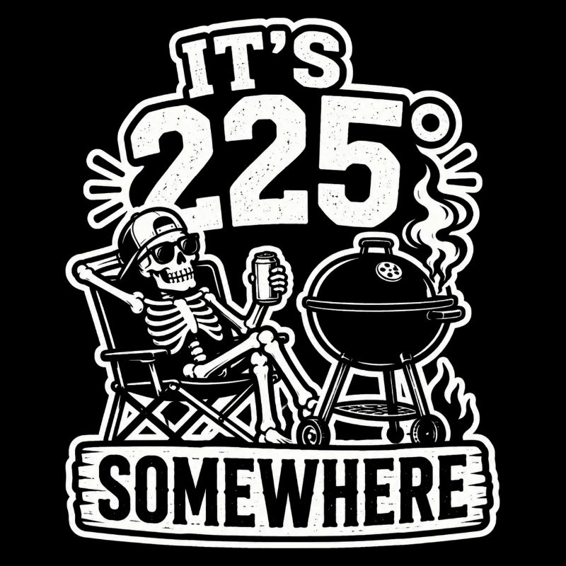 It's 225° Somewhere BBQ Grill Skeleton