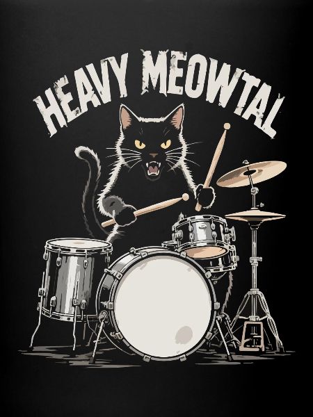 Heavy Meowtal Cat Drummer
