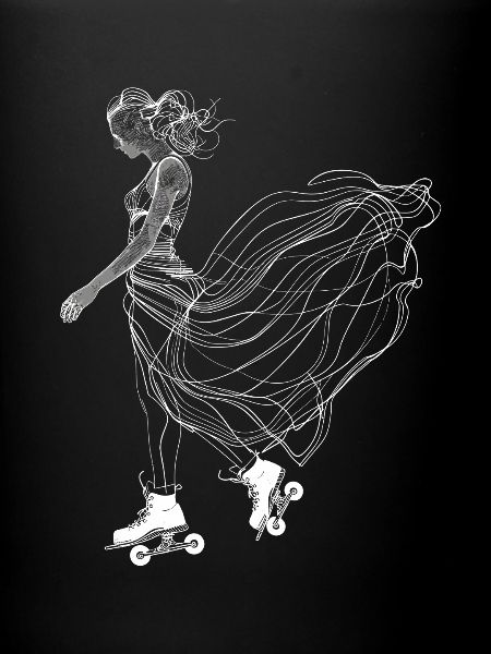Roller Skater Line Art
