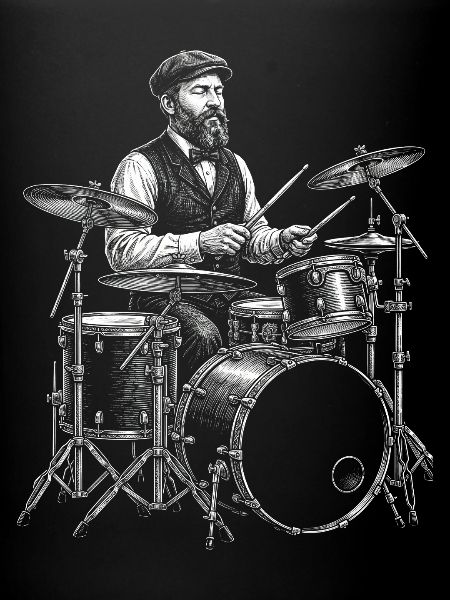 James A. plays drums