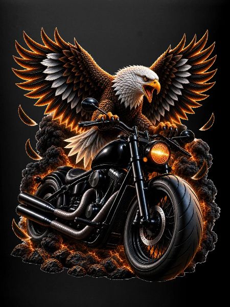 Adler auf Cruiser-Motorrad