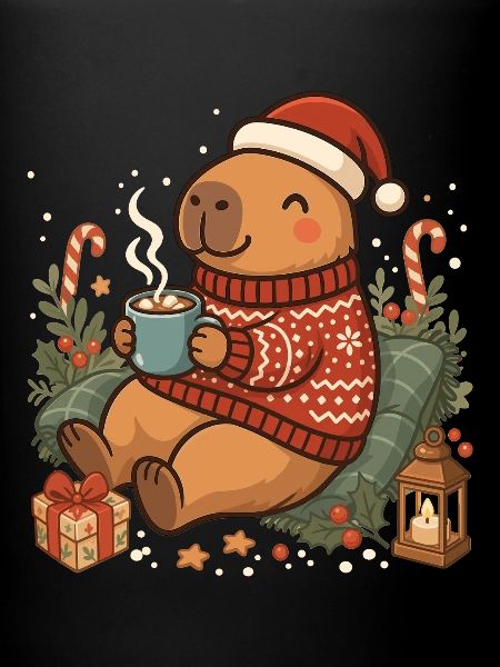 Capybara im Weihnachtspullover