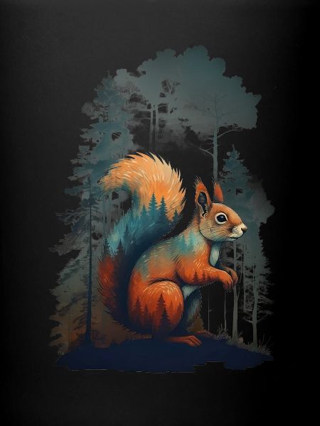 Lebendiges Eichhörnchen im Nebelwald