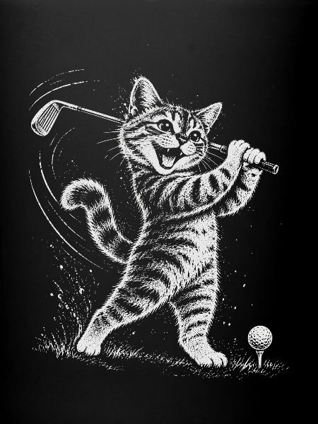 Katze spielt Golf 