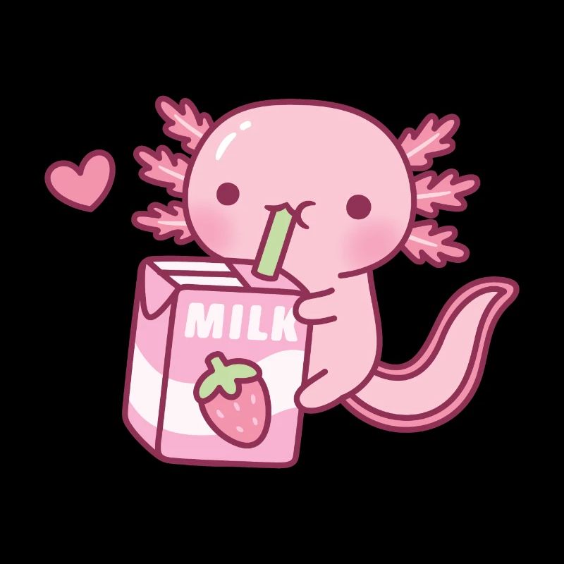 Süßer Axolotl liebt Erdbeermilch-Doodle