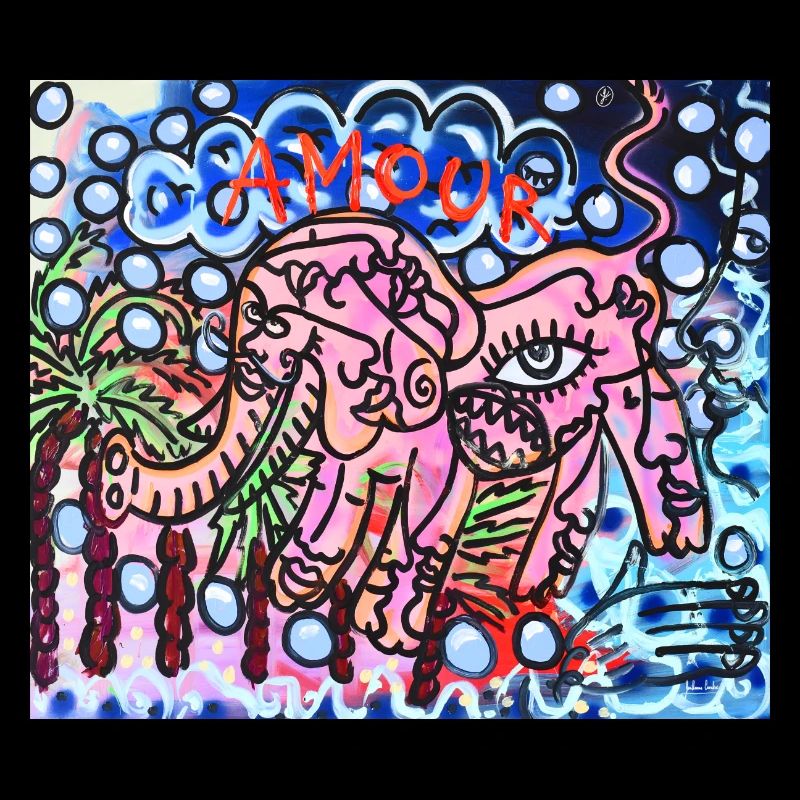 Éléphant rose "Amour"