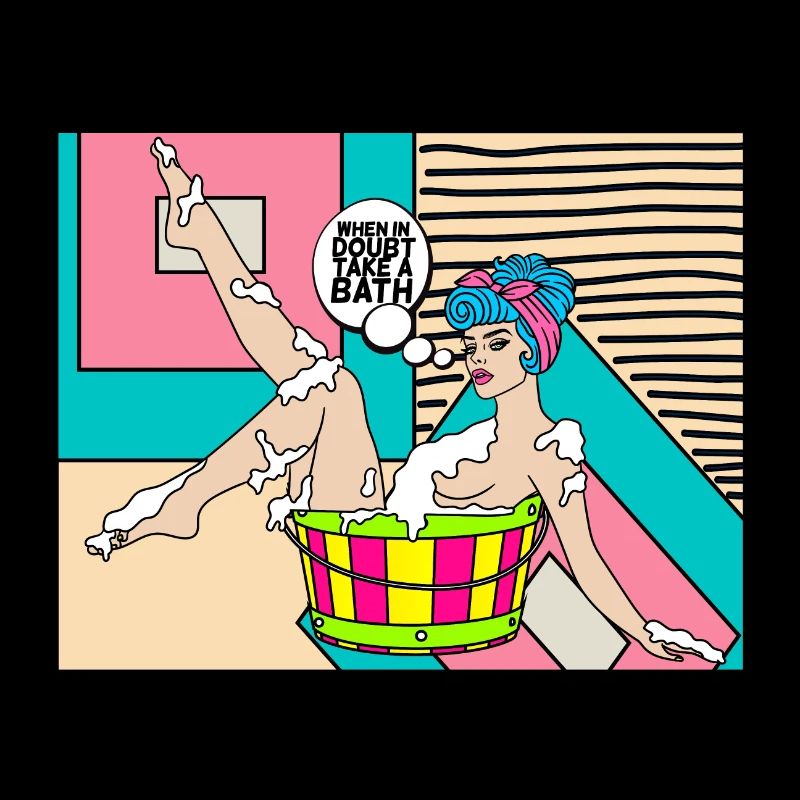 EROTIC POP-ART ARTWORK SEXY COMIC GIRL BATH