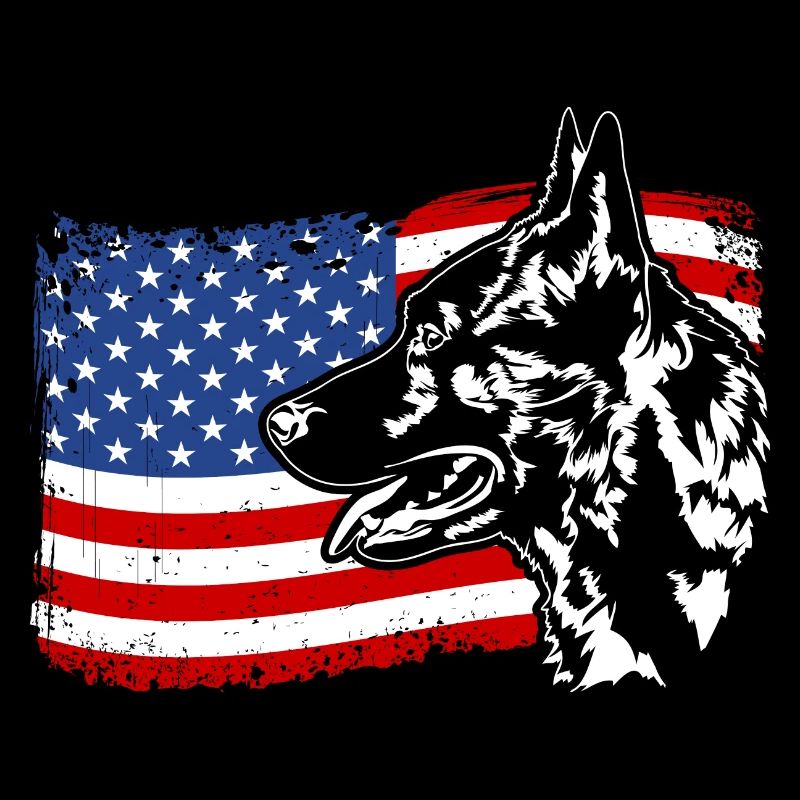 Dutch Shepherd America Flag Dogs Herder Wilsigns