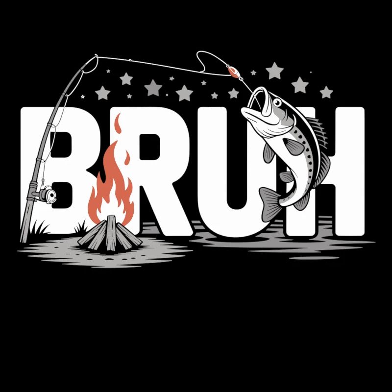 Feu de camp et poisson Bruh