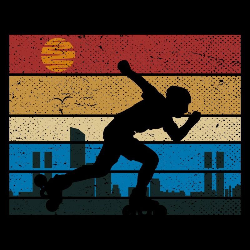 Retro rollerblading skater rollerblades skating