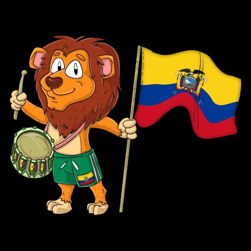 Löwe mit der Ecuador Fahne